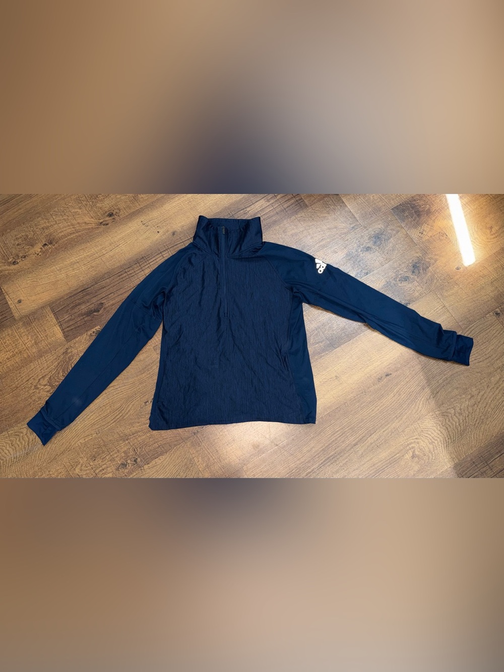 adidas Navy Half-Zip Long-Sleeve Swim Rash Guard